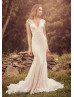 Ivory Sequined Lace Illusion Back Wedding Dress